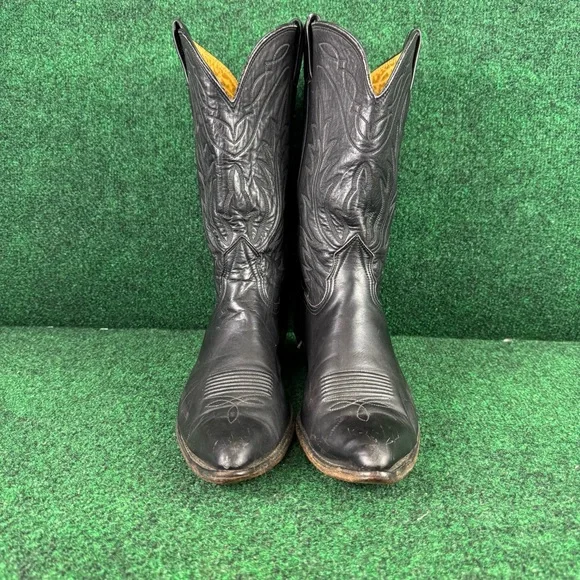 Vintage Nocona 7501 Black Deertan Leather Cowboy Western Mens Boots Size 11 D - Picture 2 of 8